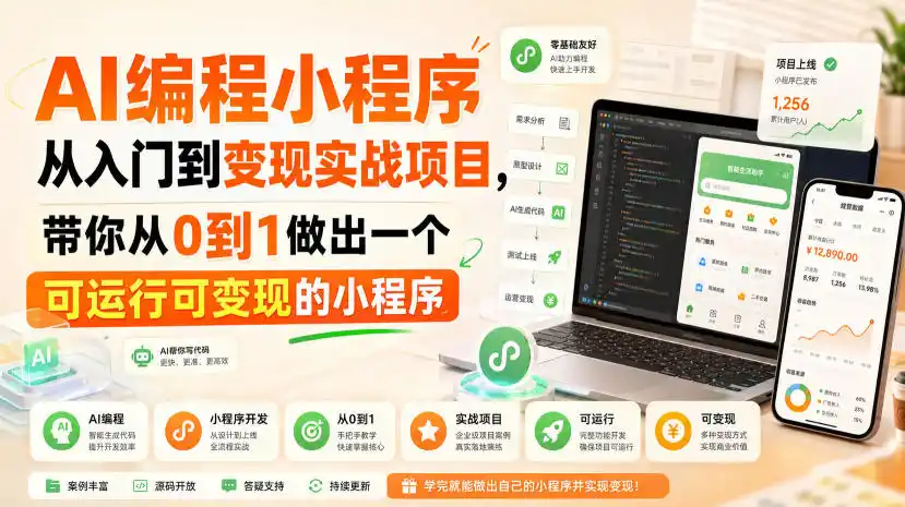 AI编程小程序从入门到变现实战项目，带你从0到1做出一个可运行可变现的小程序-得宝资源站