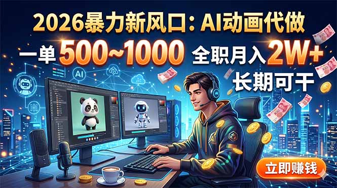 2026暴力新风口：AI动画代做，一单500~1000，全职月入2W+，长期可干-得宝资源站