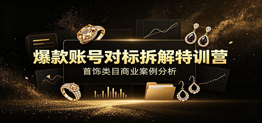 爆款账号对标拆解特训营：首饰类目商业案例分析，配套完整资料内容-得宝资源站