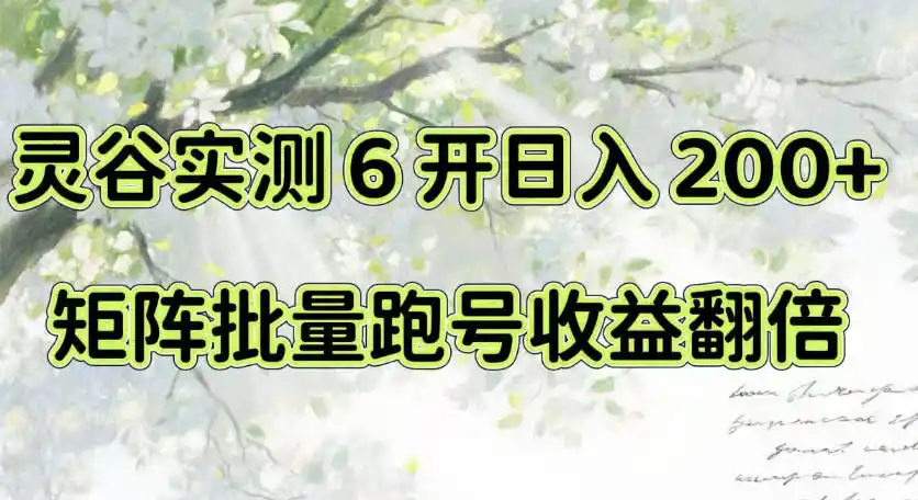 一台电脑就能做！灵谷实测6开日入200+，矩阵批量跑号收益翻倍【揭秘】-得宝资源站