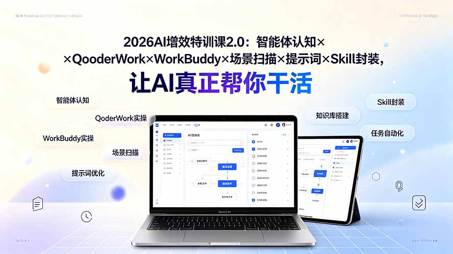 2026AI增效特训课2.0：智能体认知×QoderWork×WorkBuddy×场景扫描×提示词×Skill封装，让AI真正帮你干活-得宝资源站