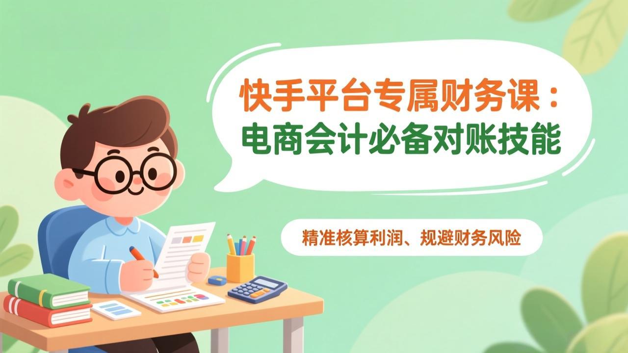 快手平台专属财务课：电商会计必备对账技能，精准核算利润、规避财务风险-得宝资源站