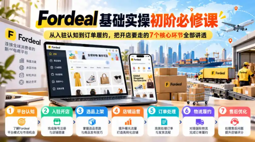 Fordeal基础实操初阶必修课，从入驻认知到订单履约，把开店要走的7个核心环节全部讲透-得宝资源站