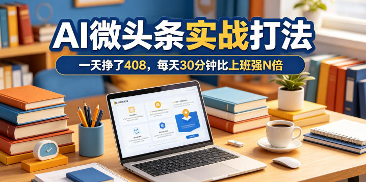 一天挣了408，AI微头条实战打法，每天30分钟比上班强N倍-得宝资源站