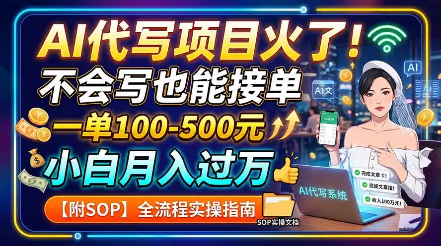 AI代写项目火了！不会写也能接单，一单100-500元，小白月入过万【附SOP】-得宝资源站