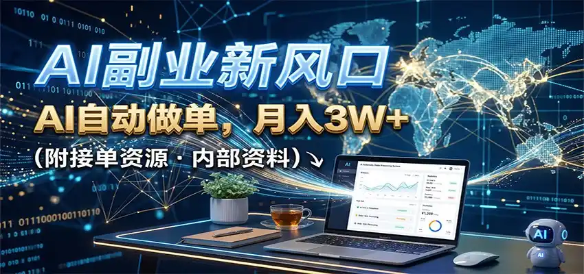 AI副业新风口，AI自动做单，月入3W+，附接单资源-得宝资源站