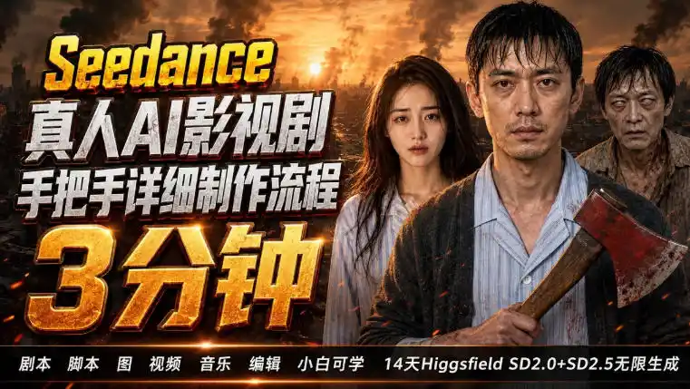 3分钟真人AI影视剧怎么做？SD 2.0手把手完整制作流程｜Higgsfield 14天SD 2.0/2.5无限生成-得宝资源站