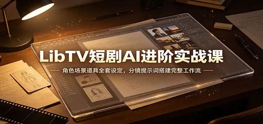 LibTV短剧AI进阶实战课：角色场景道具全套设定，分镜提示词搭建完整工作流-得宝资源站