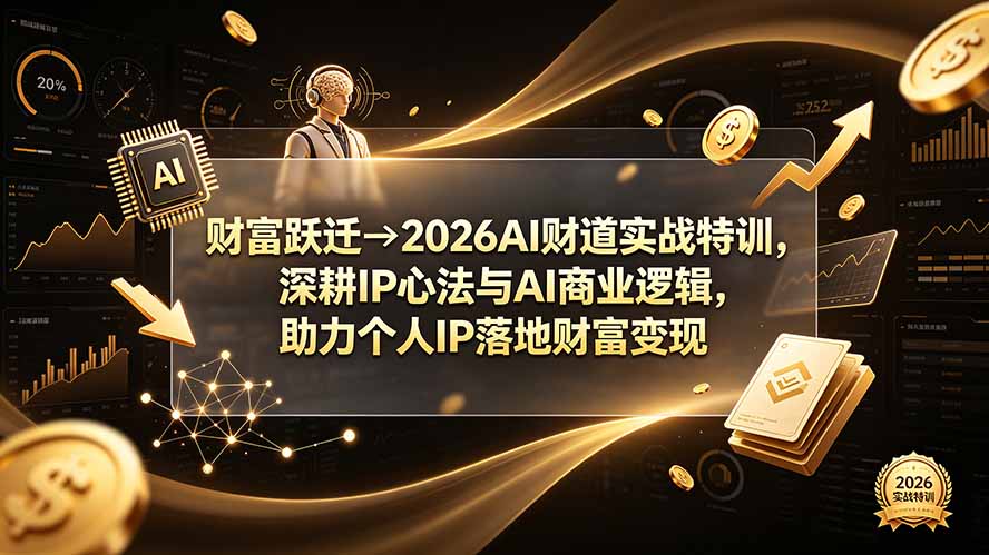 财富跃迁→2026AI财道实战特训，深耕IP心法与AI商业逻辑，助力个人IP落地财富变现-得宝资源站