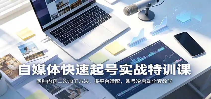 自媒体快速起号实战特训课：四种内容二次加工方法，多平台适配，账号冷启动全套教学-得宝资源站