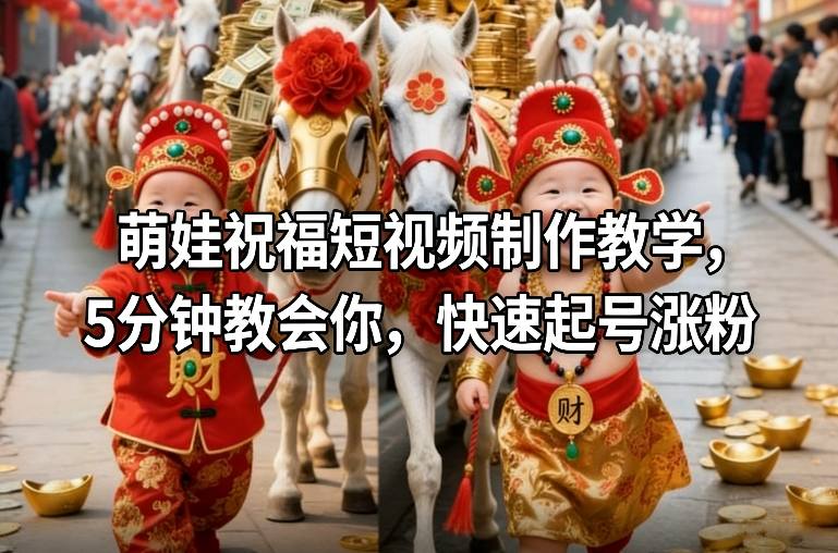 萌娃祝福短视频制作教学，5分钟教会你，快速起号涨粉-得宝资源站