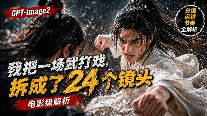 用GPT-Image2，把一段武打对决拆成24个连续镜头，从人物建立、动作衔接、运镜节奏，到情绪爆发-得宝资源站