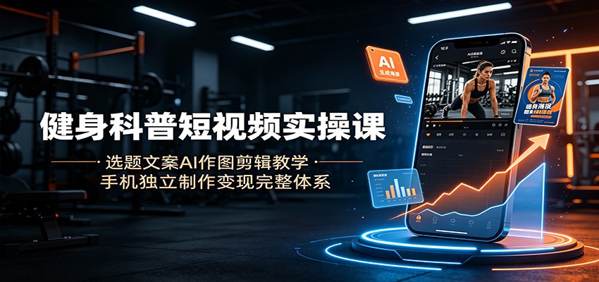 健身科普短视频实操课：选题文案AI作图剪辑教学，手机独立制作变现完整体系-得宝资源站
