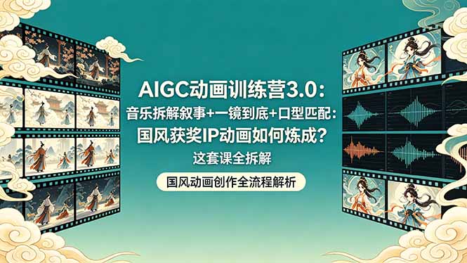 AIGC动画训练营3.0：音乐拆解叙事+一镜到底+口型匹配：国风获奖IP动画如何炼成？这套课全拆解-得宝资源站