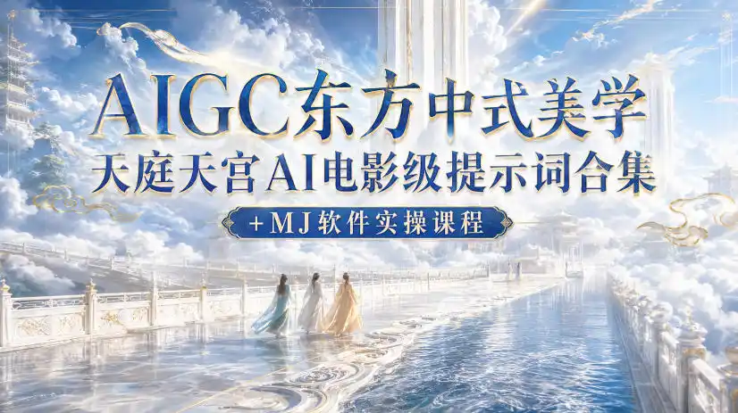 AIGC东方中式美学天庭天宫AI电影级提示词合集+MJ软件实操课程-得宝资源站