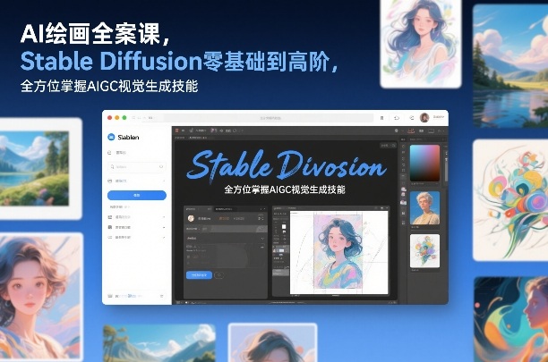 AI绘画全案课，Stable Diffusion零基础到高阶，全方位掌握AIGC视觉生成技能-得宝资源站