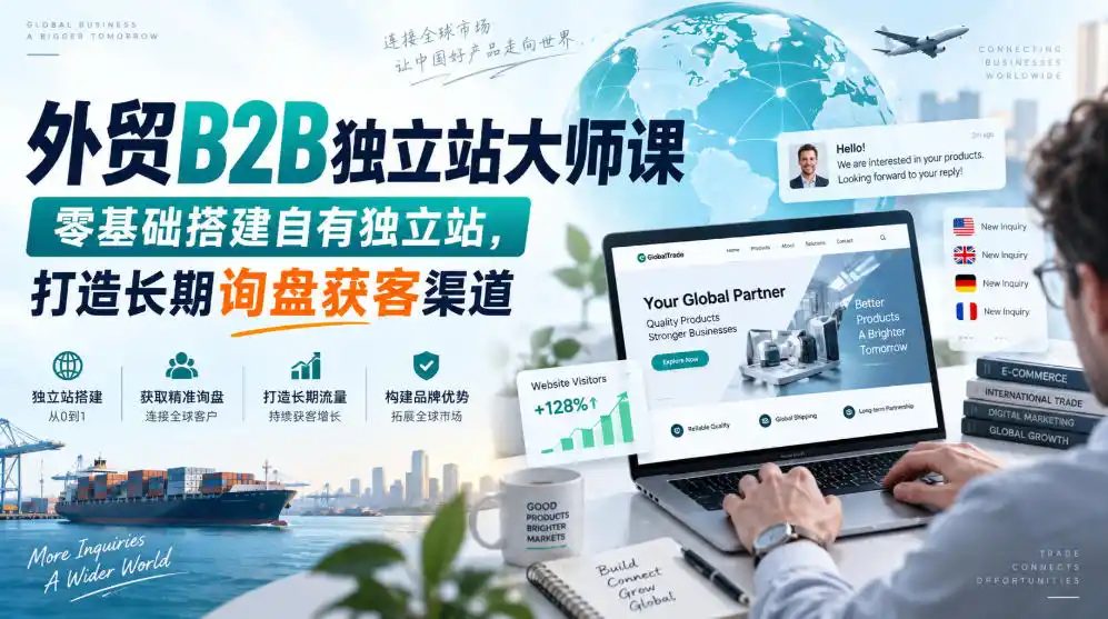 外贸B2B独立站大师课，零基础搭建自有独立站，打造长期询盘获客渠道-得宝资源站