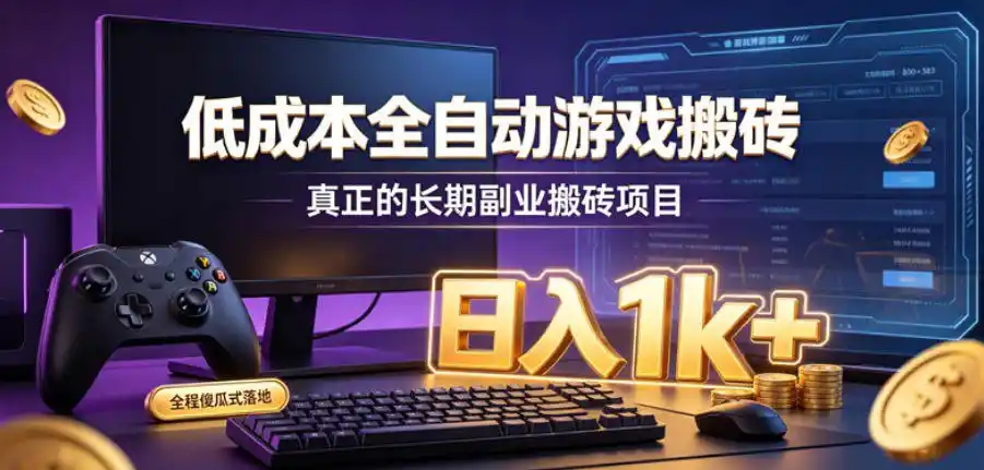 低成本全自动游戏搬砖,真正的长期副业搬砖项目,日入1k+,全程傻瓜式落地【揭秘】