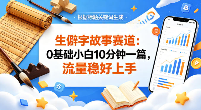 公众号流量主——生僻字故事赛道，流量稳，好上手，0基础小白也能10分钟一篇-得宝资源站