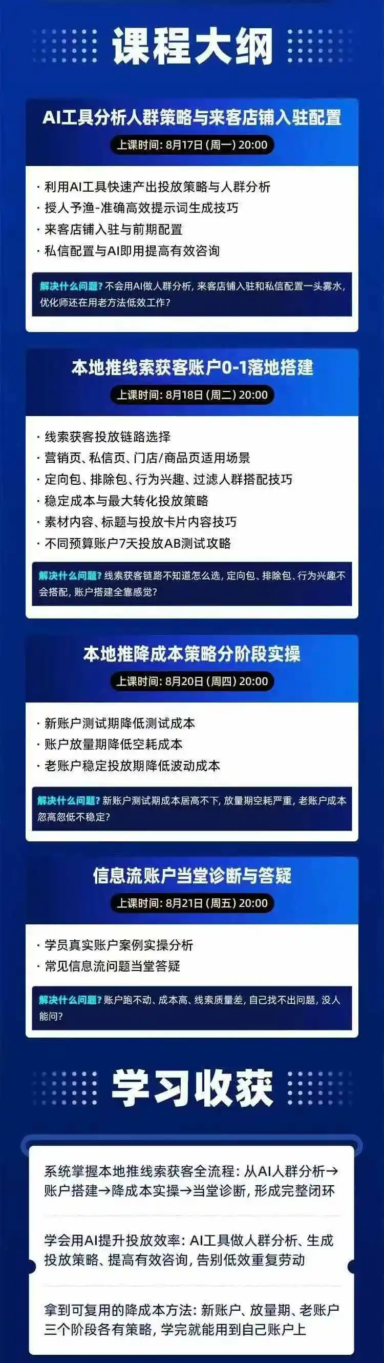 2026巨量AD本地推线索获客全流程实战课-33期：AI人群分析、账户搭建、7天测试、分阶段降本与投放优化-得宝资源站