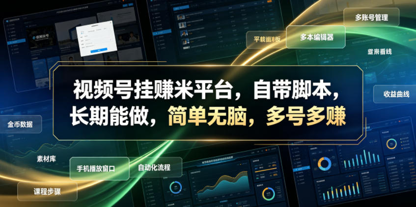 视频号挂賺米平台，自带脚本，长期能做，简单无脑，多号多賺【揭秘】-得宝资源站