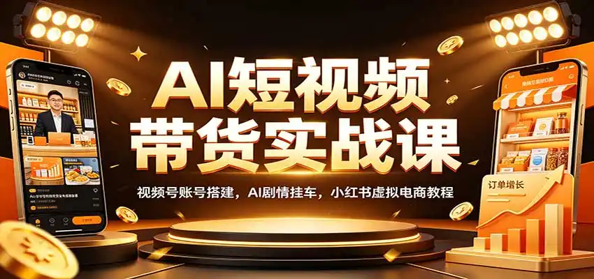 AI短视频带货实战课：视频号账号搭建，AI剧情挂车，小红书虚拟电商教程-得宝资源站