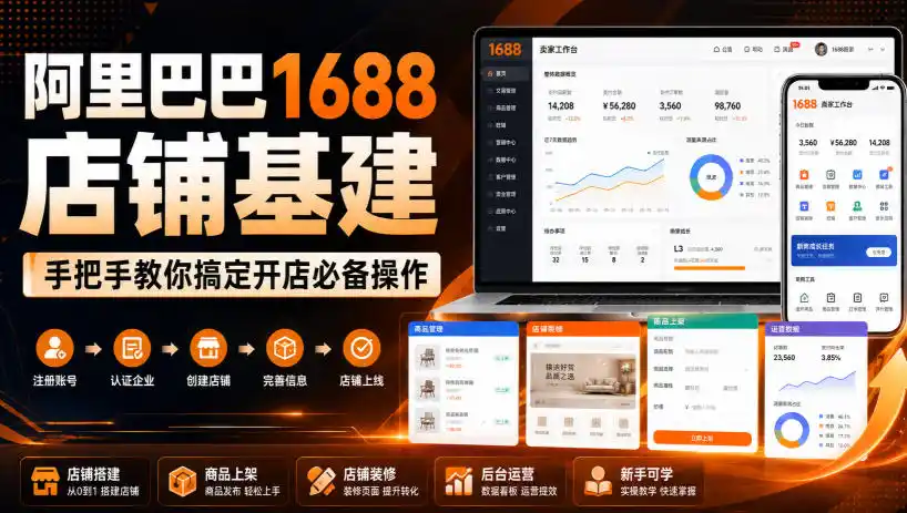 阿里巴巴1688店铺基建，手把手教你搞定开店必备操作(更新8月)-得宝资源站