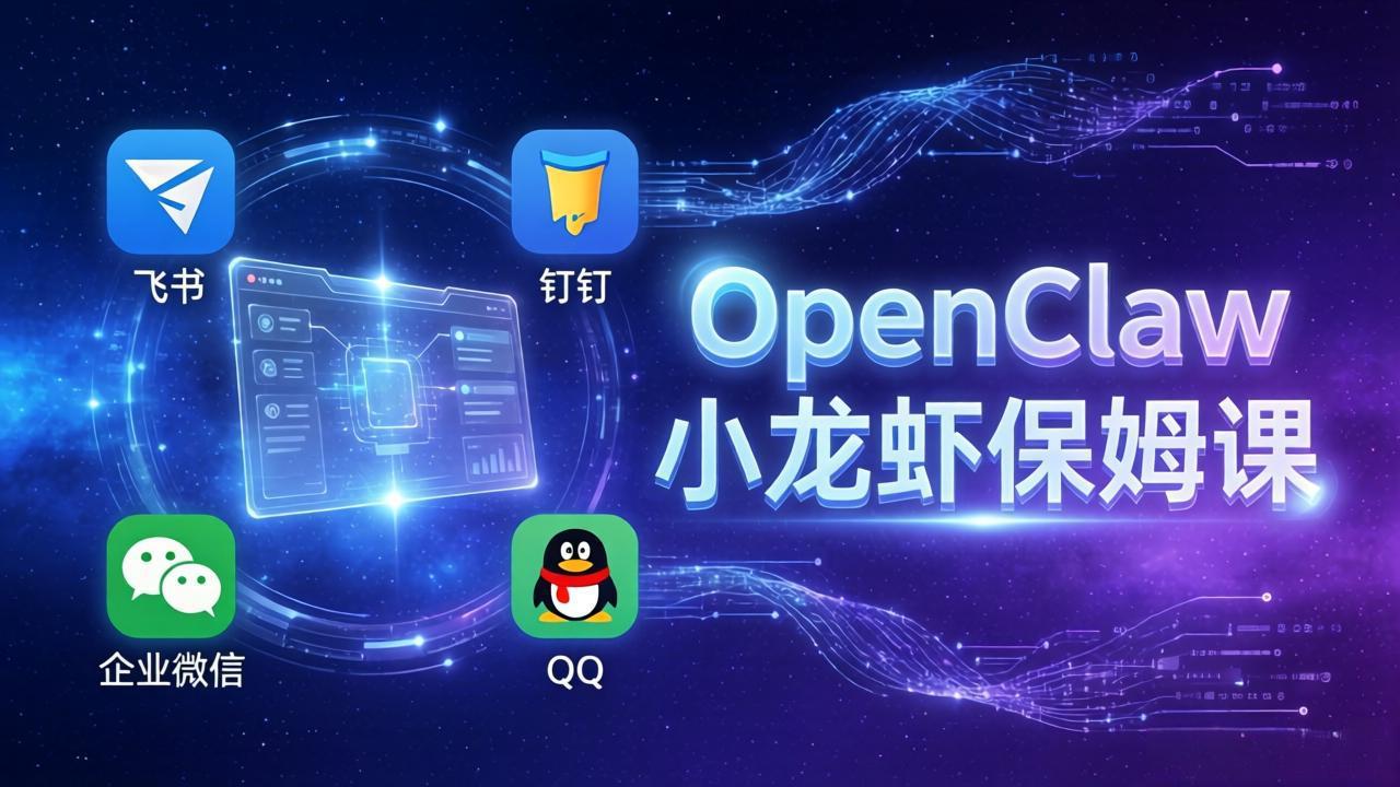 OpenClaw小龙虾保姆课： Windows/macOS/Linux/Docker全系统安装，飞书+钉钉+企业微信+QQ 全接入-得宝资源站