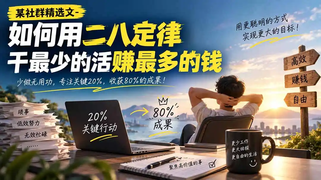 某社群精选文-如何用二八定律干最少的活赚最多的钱-得宝资源站