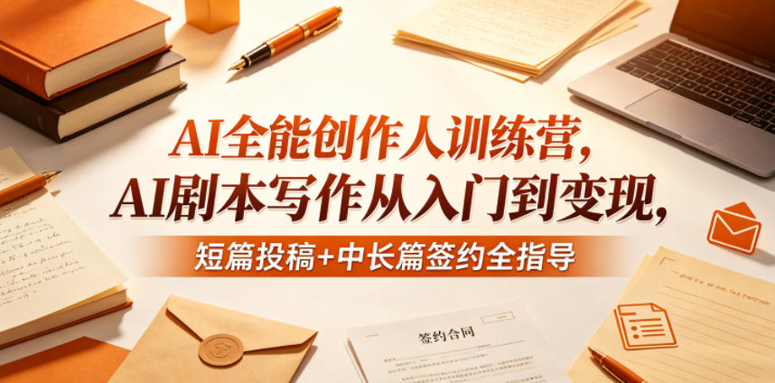 AI全能创作人训练营，AI剧本写作从入门到变现，短篇投稿+中长篇签约全指导-得宝资源站