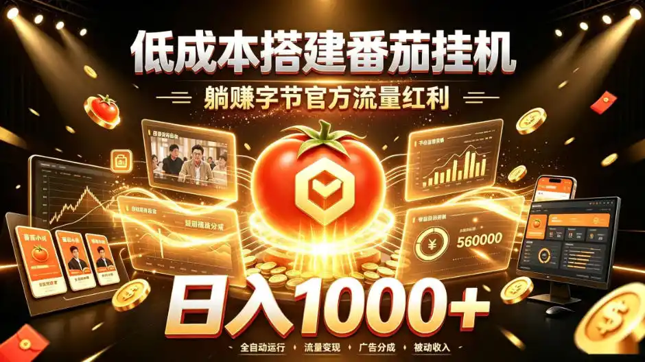 低成本搭建番茄挂G，躺賺字节官方流量红利，日入1k+，全程傻瓜式落地【揭秘】-得宝资源站