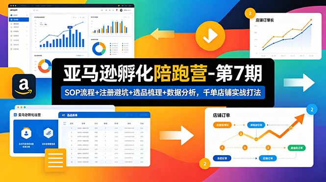 亚马逊孵化陪跑营-第7期：SOP流程+注册避坑+选品梳理+数据分析，千单店铺实战打法-得宝资源站