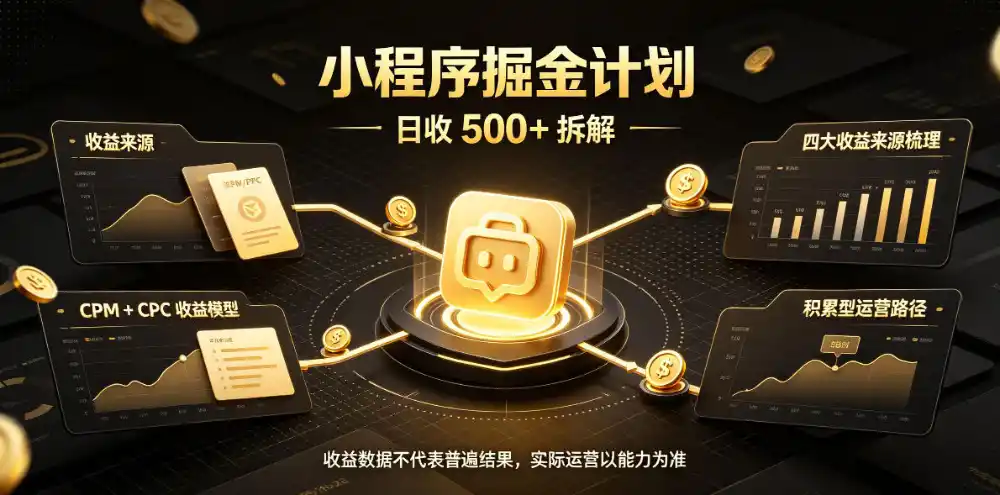 小程序推广计划，日收500+，腾讯官方打款，客户留存率高，收益长期稳定【揭秘】-得宝资源站