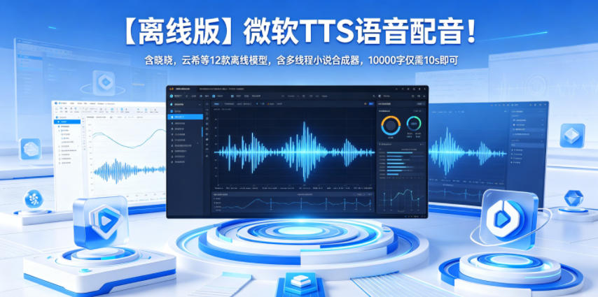 【离线版】微软TTS语音配音！含晓晓，云希等12款离线模型，含多线程小说合成器，10000字仅需10s即可-得宝资源站