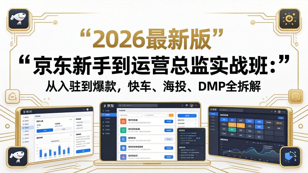 京东新手到运营总监实战班：从入驻到爆款，快车、海投、DMP全拆解，2026最新版-得宝资源站