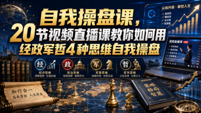 自我操盘课，20节视频直播课教你如何用经政军哲4种思维自我操盘-得宝资源站