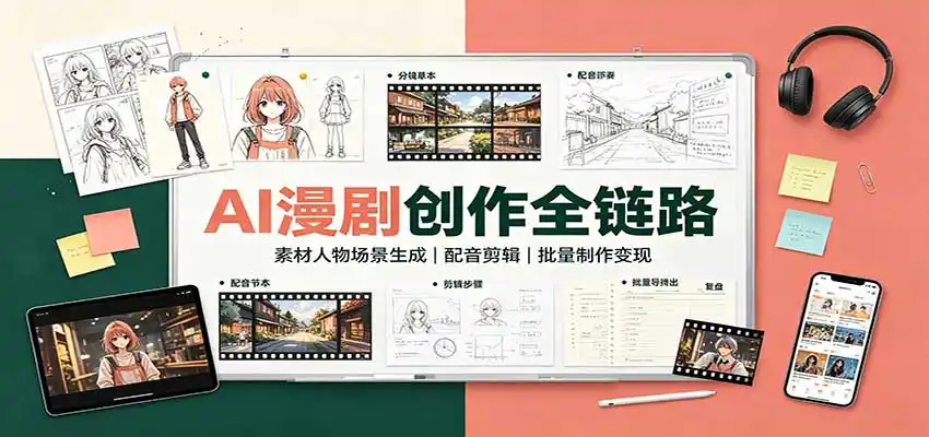 AI漫剧创作全链路：素材人物场景生成，配音剪辑，批量制作变现-得宝资源站