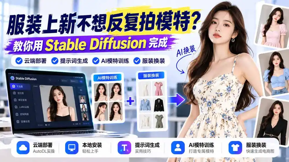 服装上新不想反复拍模特？教你用Stable Diffusion完成云端部署、提示词生成、AI模特训练与换装-得宝资源站