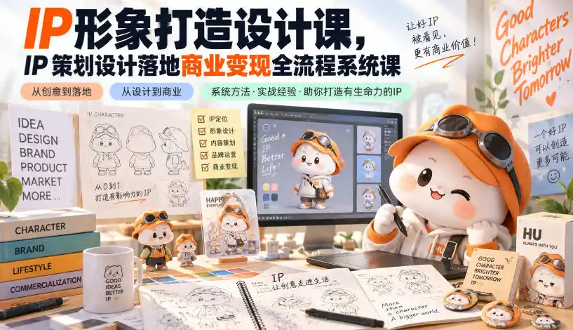 IP形象打造设计课，IP策划设计落地商业变现全流程系统课-得宝资源站