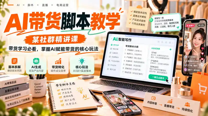 AI带货脚本教学，某社群精讲课，带货学习必看，掌握AI赋能带货的核心玩法-得宝资源站