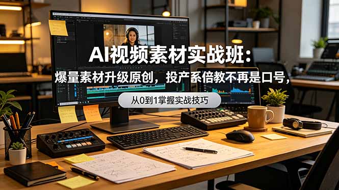 AI视频素材实战班：爆量素材升级原创，投产翻倍不再是口号，0-1系统教学实战落地-得宝资源站