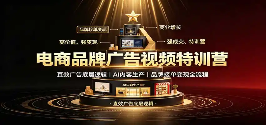 电商品牌广告视频特训：直效广告底层逻辑，AI内容生产，品牌接单变现全流程-得宝资源站