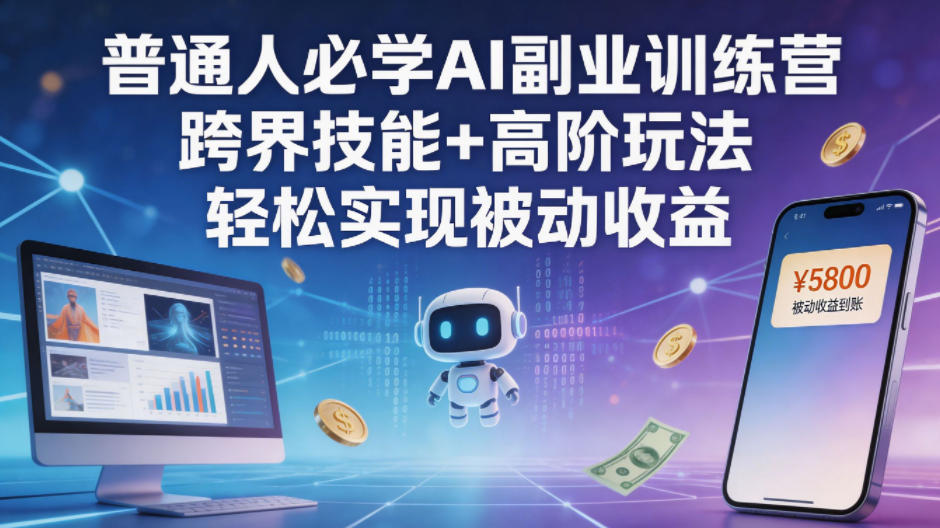 普通人必学AI副业训练营跨界技能+高阶玩法轻松实现被动收益-得宝资源站