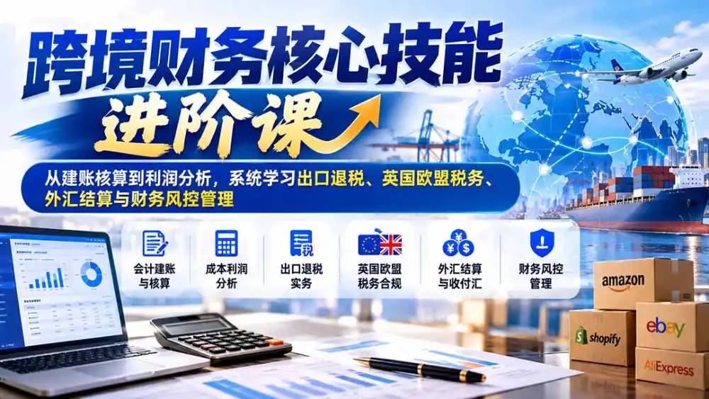 跨境财务核心技能进阶课：从建账核算到利润分析，系统学习出口退税、英国欧盟税务、外汇结算与财务风控管理-得宝资源站