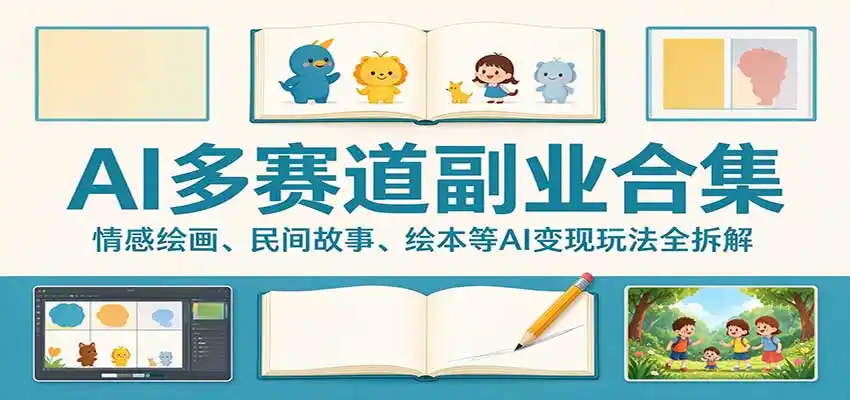 AI多赛道副业合集：情感绘画、民间故事、绘本等AI变现玩法全拆解-得宝资源站