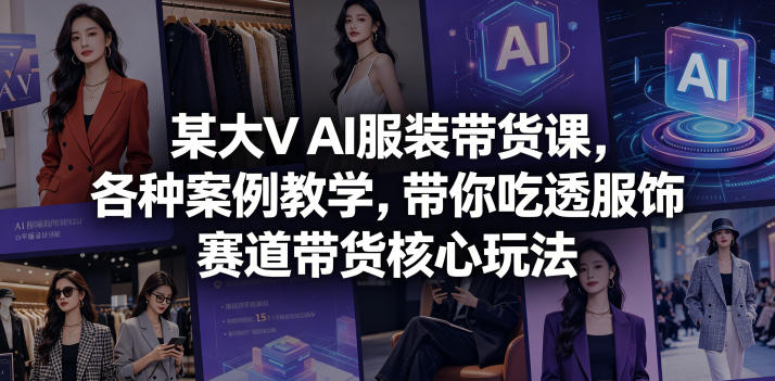 某大V AI服装带货课，各种案例教学，带你吃透服饰赛道带货核心玩法-得宝资源站