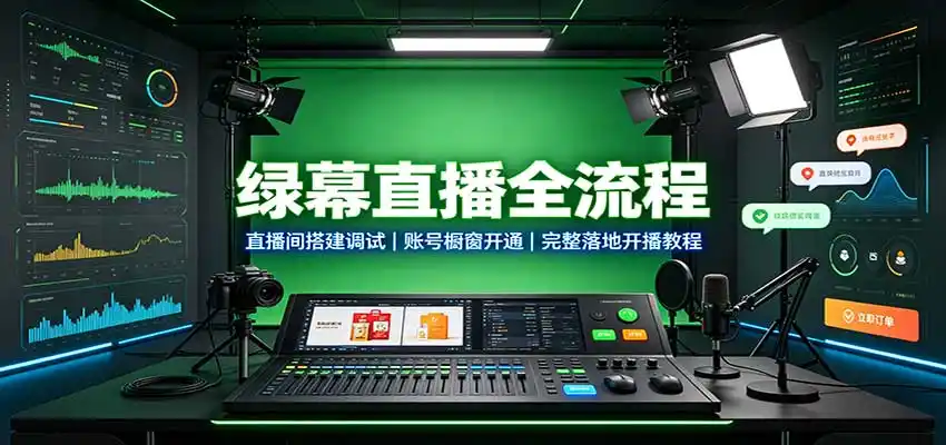 绿幕直播全流程：直播间搭建调试，账号橱窗开通，完整落地开播教程-得宝资源站