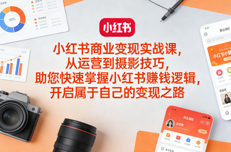 小红书商业变现实战课，从运营到摄影技巧，助您快速掌握小红书賺钱逻辑，开启属于自己的变现之路-得宝资源站