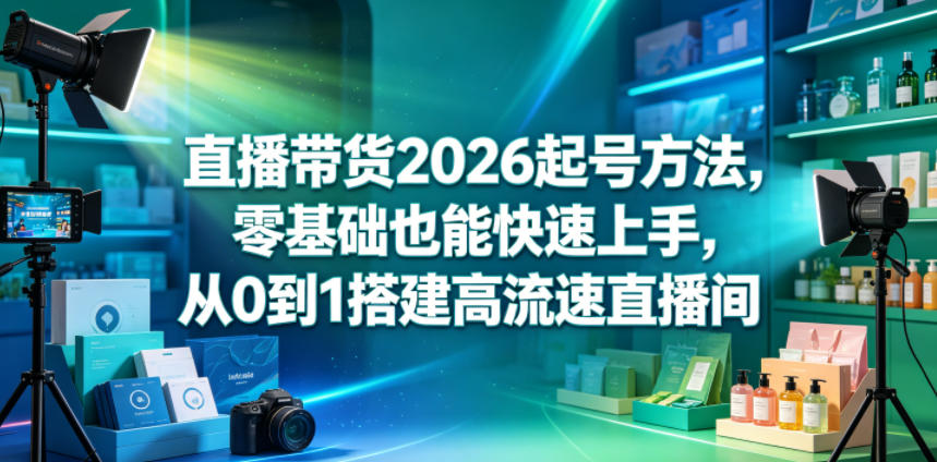 直播带货2026起号方法，零基础也能快速上手，从0到1搭建高流速直播间-得宝资源站