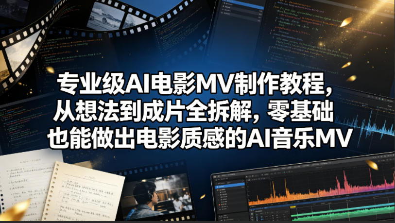 专业级AI电影MV制作教程，从想法到成片全拆解，零基础也能做出电影质感的AI音乐MV-得宝资源站